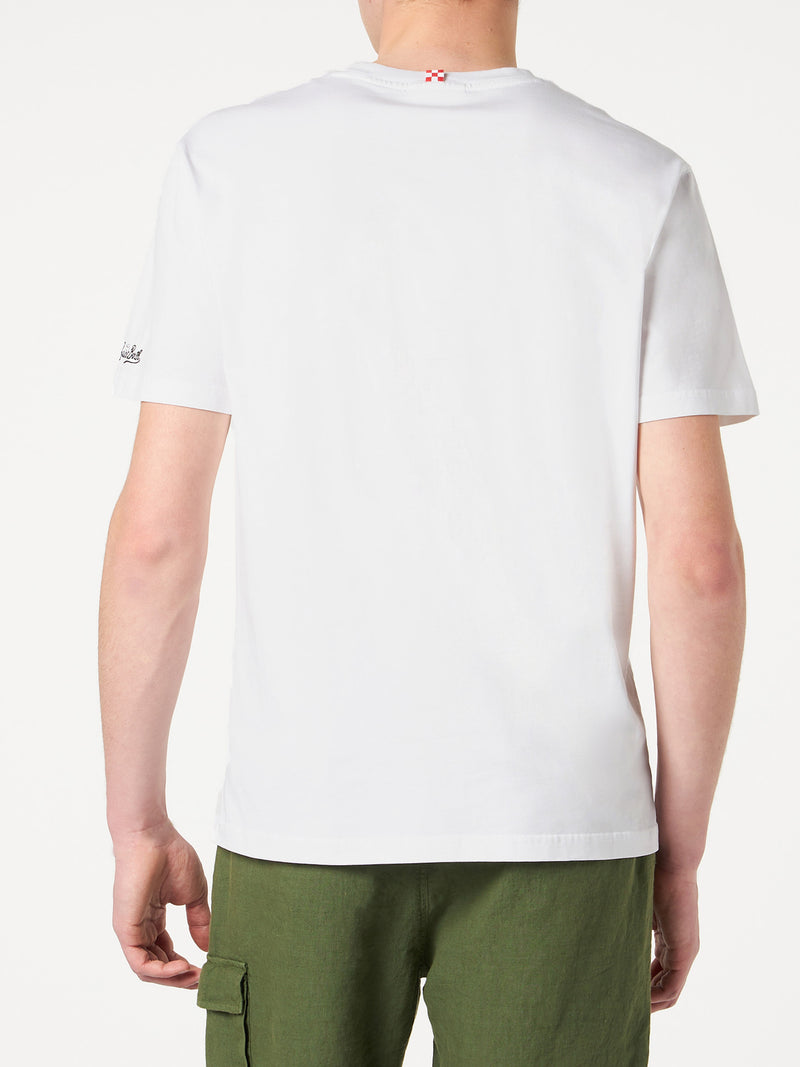 Man cotton t-shirt with Back in Saint Barth print