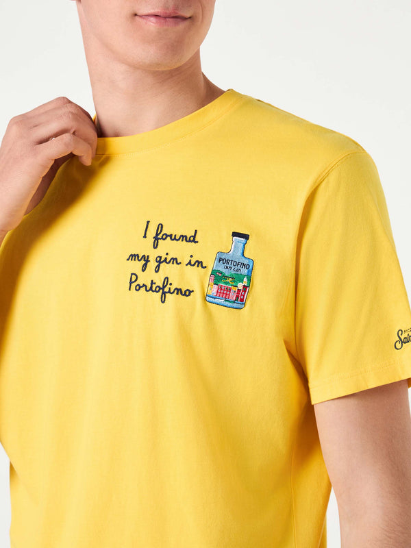 T-shirt da uomo in cotone con ricamo I found my gin in Portofino | PORTOFINO DRY GIN EDIZIONE SPECIALE