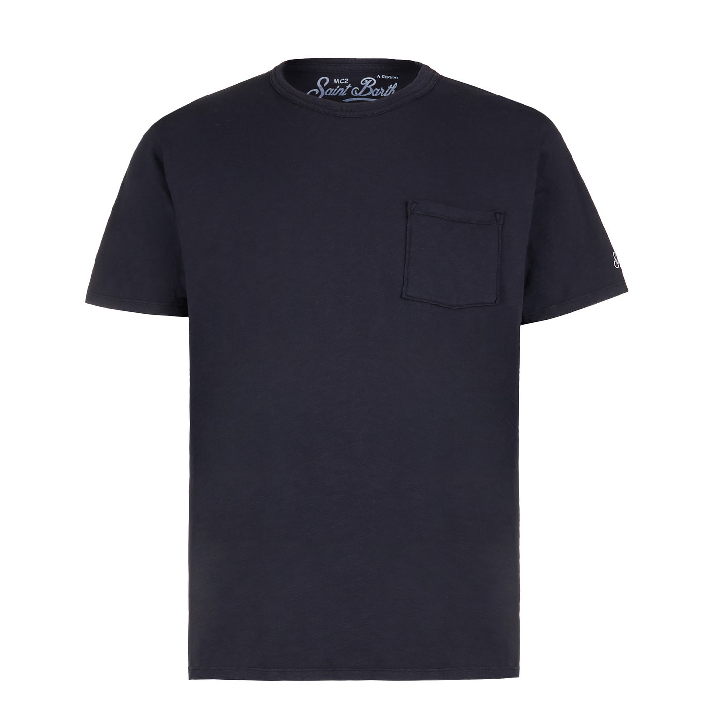 Man blue navy t-shirt with front pocket