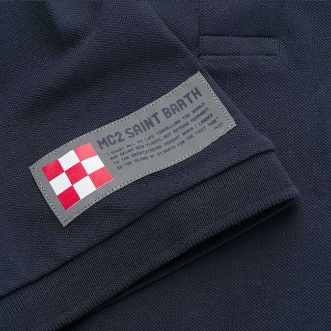 Blaues Piquet-Polo mit St. Barth-Karologo