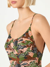 Mimetic bandanna print one piece swimsuit