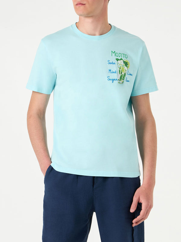 Man cotton t-shirt with Mojito embroidery