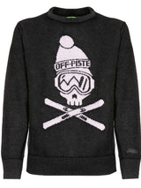 Herren schwarzer Pullover Off-Piste-Totenkopf