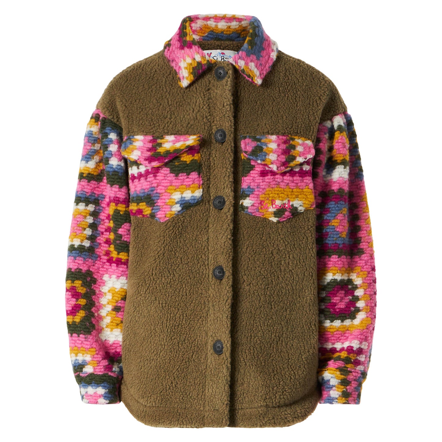 Woman sherpa overshirt with crochet details - MC2 Saint Barth