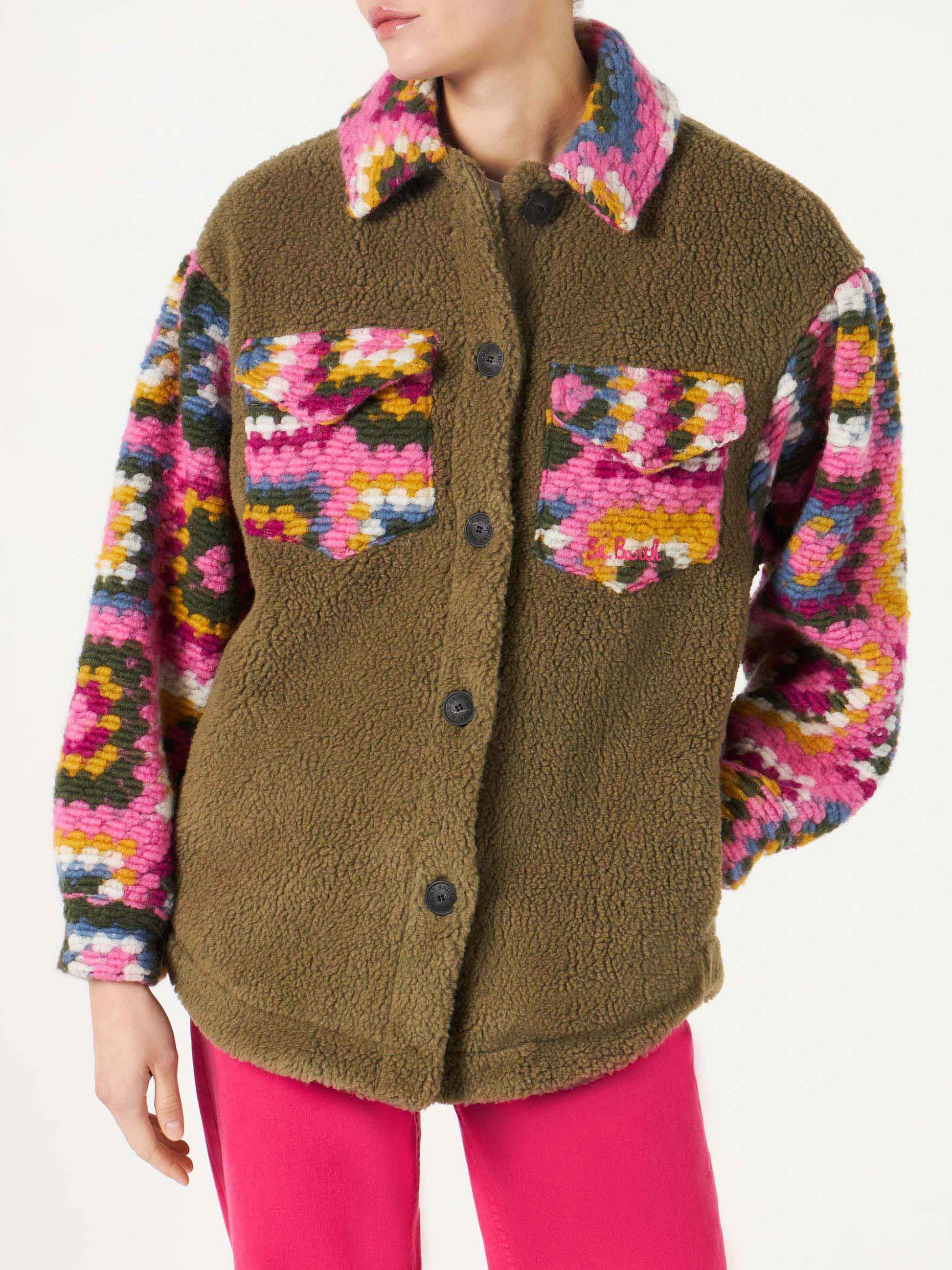 Woman sherpa overshirt with crochet details - MC2 Saint Barth
