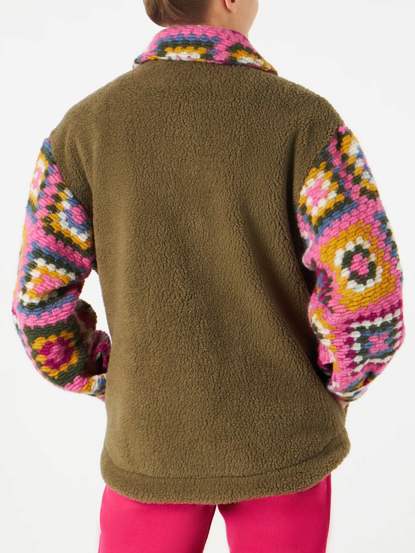 Woman sherpa overshirt with crochet details - MC2 Saint Barth
