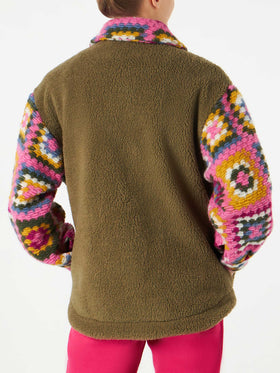 Woman sherpa overshirt with crochet details - MC2 Saint Barth