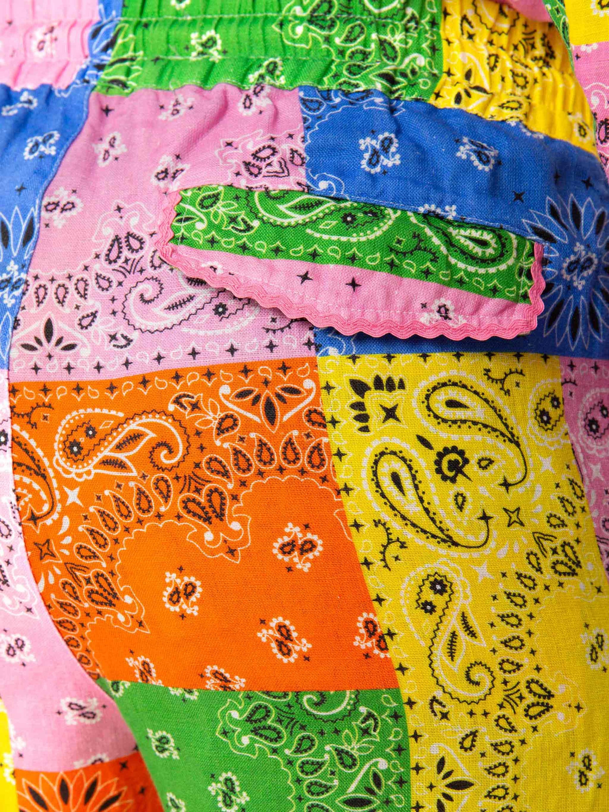 Woman linen pants with multicolor bandanna print - MC2 Saint Barth