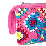 Parisienne pink crochet pouch bag with Saint Barth embroidery