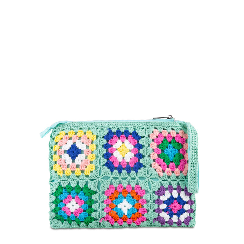 Pouch Parisienne verde acqua crochet con ricamo Saint Barth