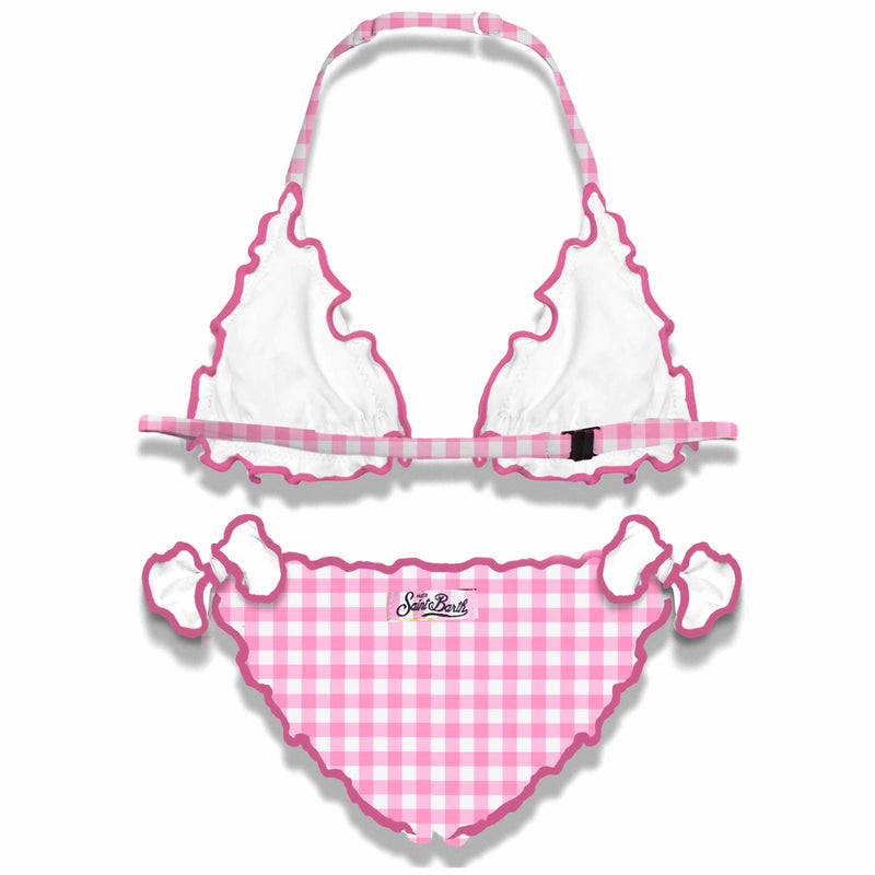 Mädchen-Triangel-Bikini mit Gingham-Print