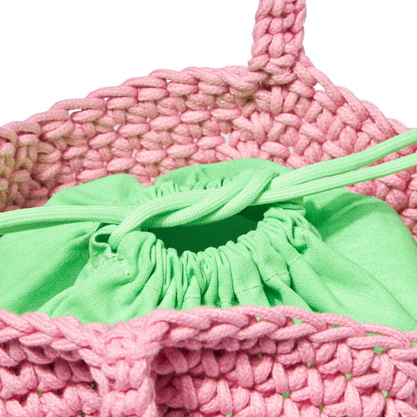 Rope pink crochet shoulder bag