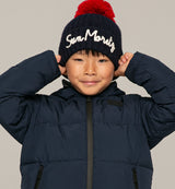 Kid hooded down padded jacket tartan lining