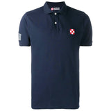 Polo piquet blu con logo St. Barth check