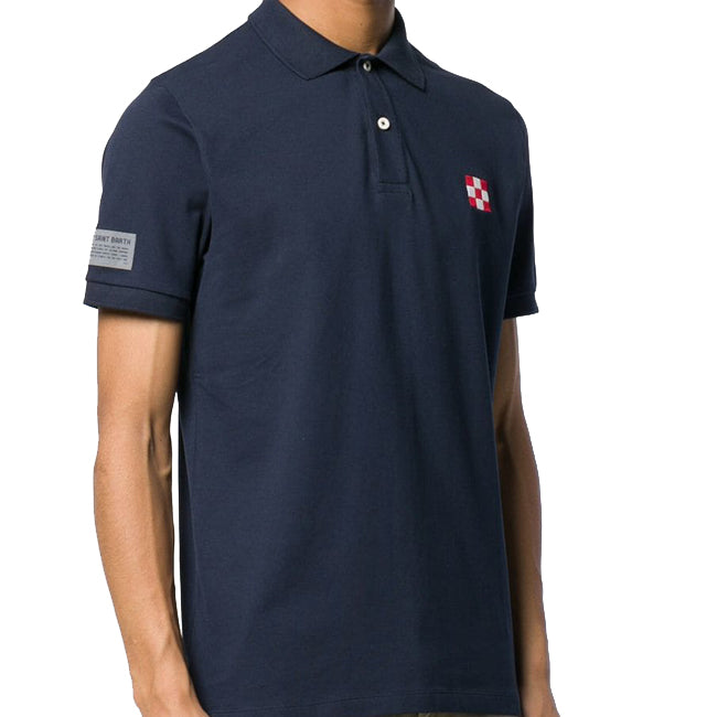 Blaues Piquet-Polo mit St. Barth-Karologo