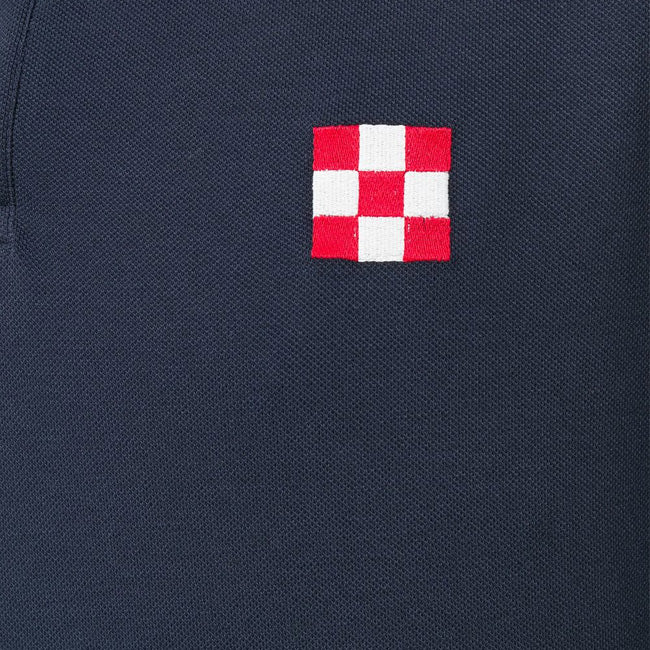 Blue piquet polo with St. Barth check logo