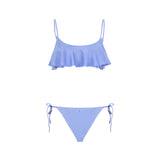 Bikini da donna a bralette lilla con volant