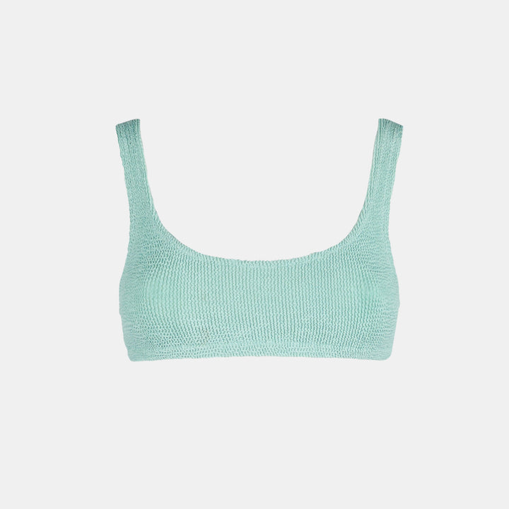 Woman sage crinkle bralette top swimsuit