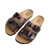 Cork sandals camouflage print