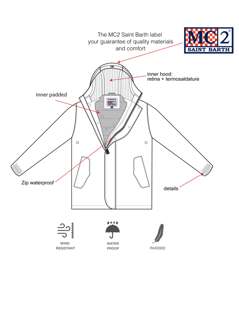 Parka da bambino verde militare con cappuccio