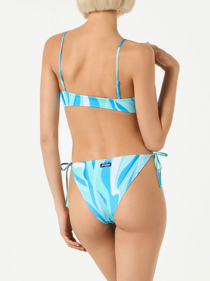 Bikini da donna a bralette con stampa shape wave