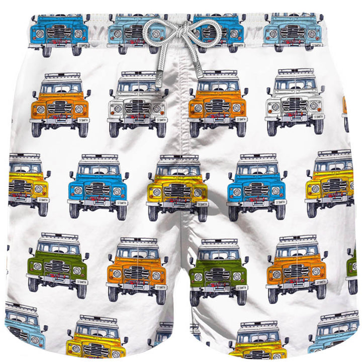 Badeshorts für Herren mit Safari-Auto-Aufdruck