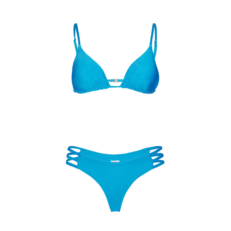 Bikini da donna a triangolo top bluette