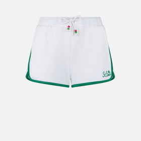 Kurze Hose aus Frottee-Baumwolle mit Paspelierung