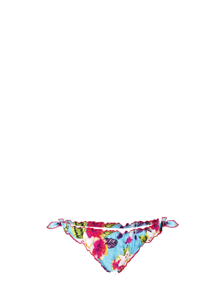 Woman cheeky swim briefs with ibiscus pattern - MC2 Saint Barth