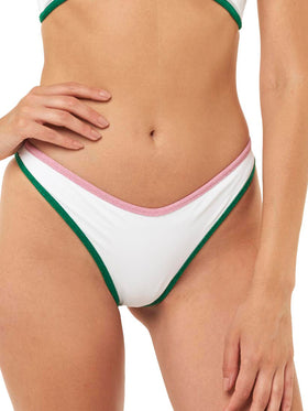 Slip da bagno sgambato a costine con bordi in lurex