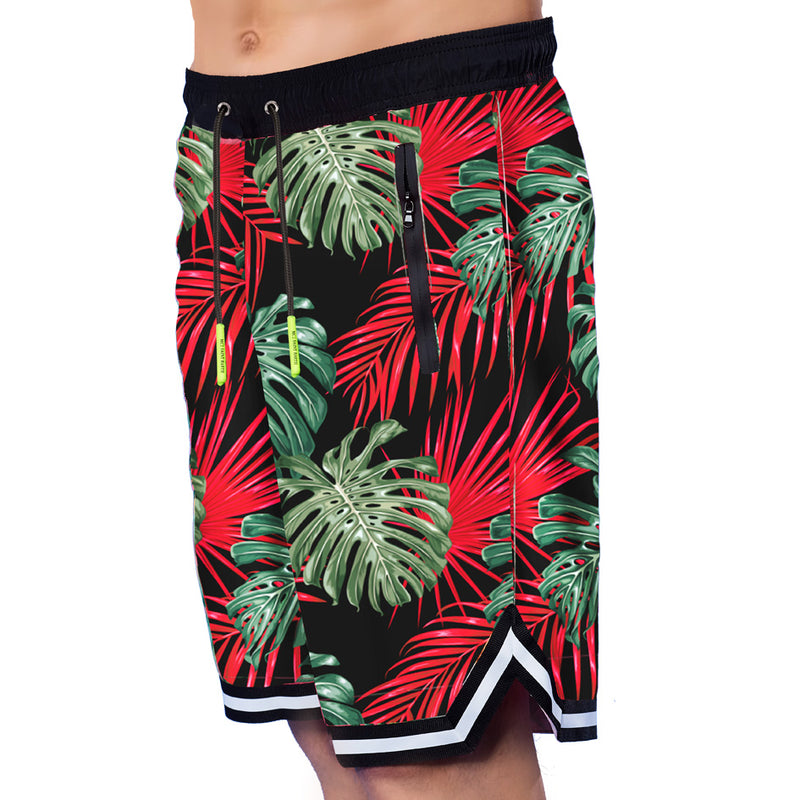 Badeshorts mit tropischem Print im Surf-Stil