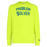 Fluogelber Herrenpullover mit Problem $olver-Aufdruck