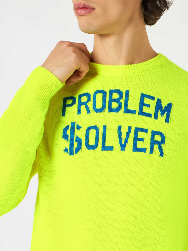 Fluogelber Herrenpullover mit Problem $olver-Aufdruck