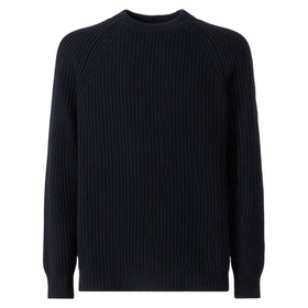 Gerippter blauer Pullover