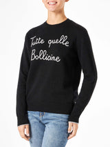 Woman sweater with Tutte quelle bollicine embroidery