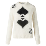 Woman brushed sweater with 2 of spades print