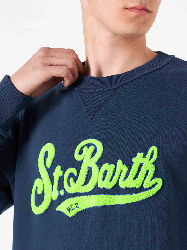 Man cotton sweatshirt with St. Barth terry patch