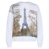 Woman fleece sweatshirt with Paris postcard print