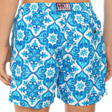 Light fabric man swim shorts maiolica print