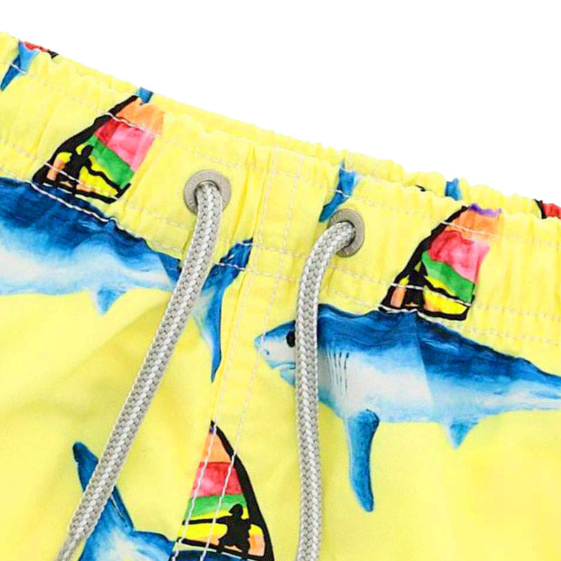 Mid-length swim shorts with sharks print