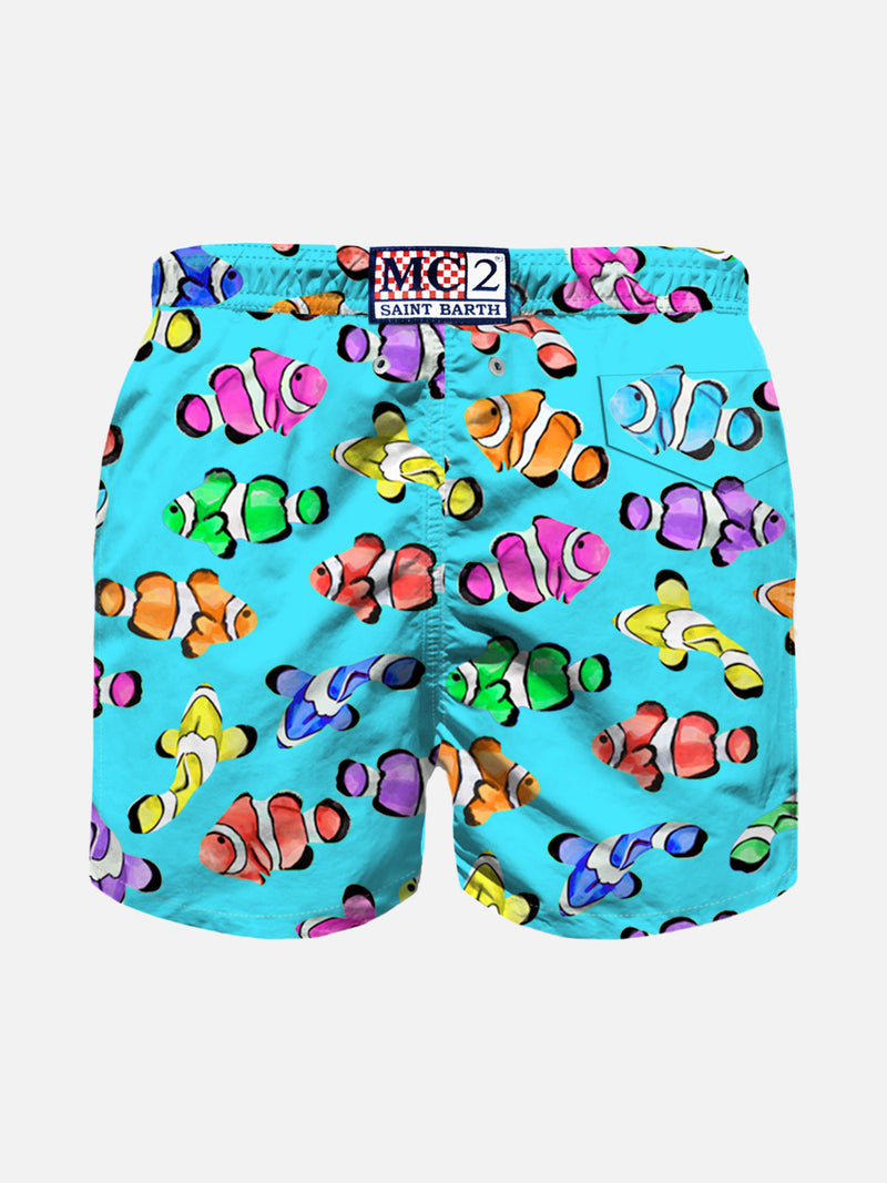 Boy swim shorts with multicolor clownfish print