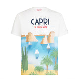 Herren-T-Shirt aus Baumwolle mit Capri-Postkartendruck