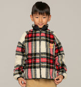 Giubbotto in sherpa tartan da bambino con ricamo St. Barth Bob Club