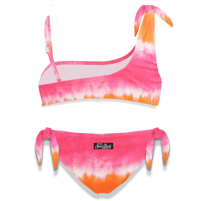 girl' s tye die orange and fucsia bikini