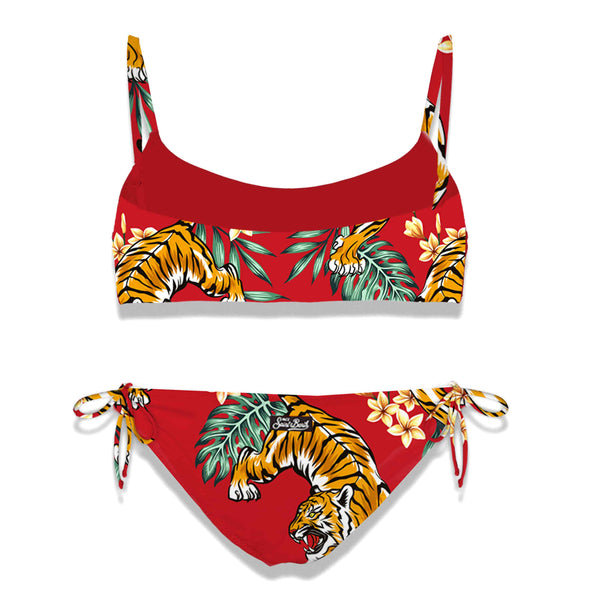 Girl bralette bikini with tiger print