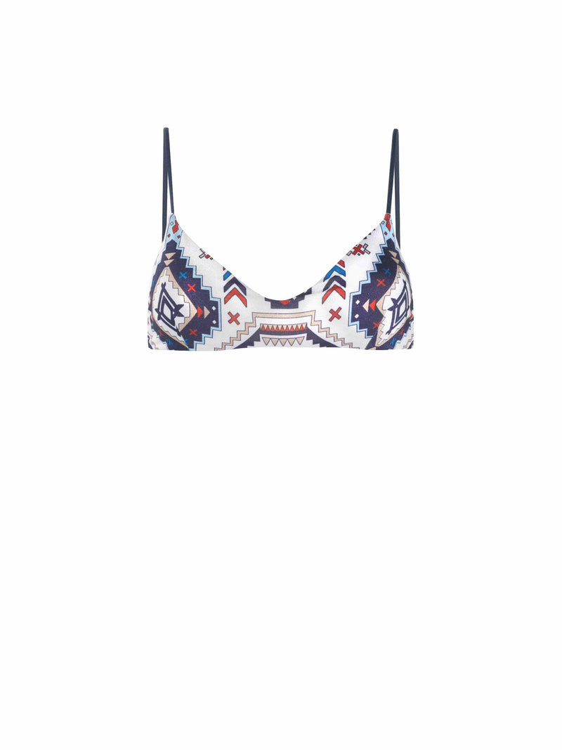 Damen-Bralette-Top mit glitzerndem Azteken-Print