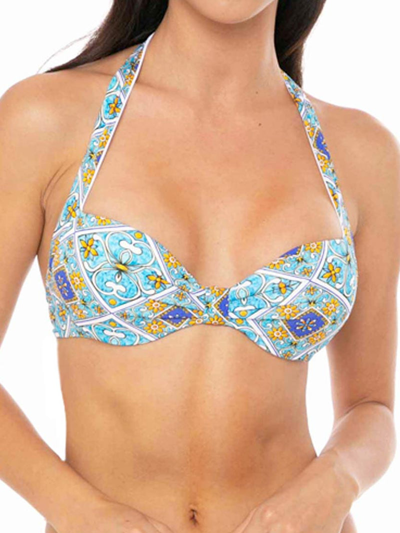 Bralette stampa maiolica azzurra