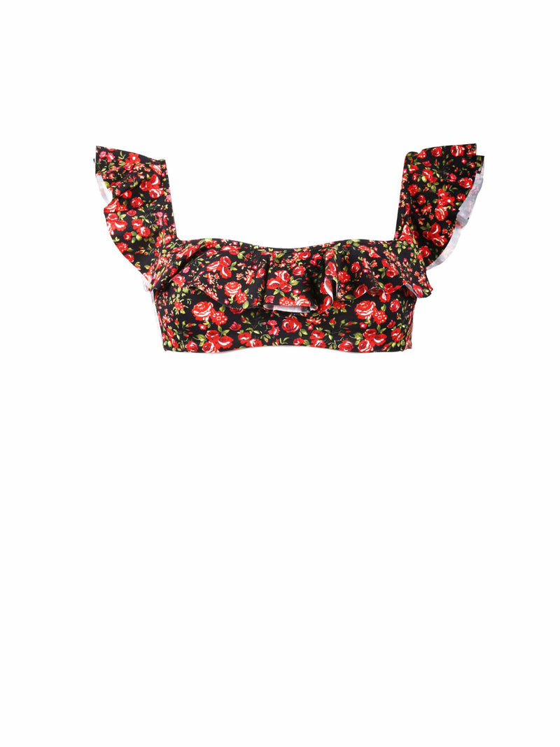 Gerüschtes Bandeau-Top mit Blumenprint