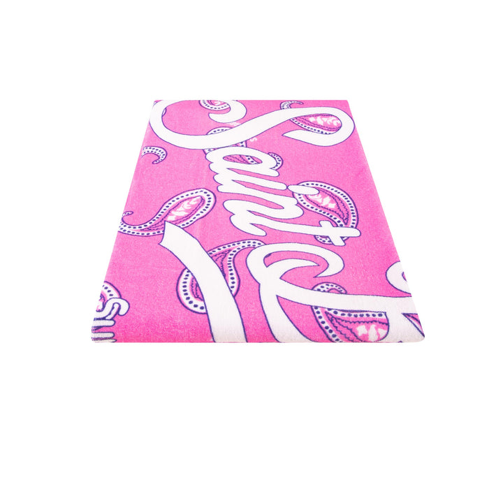 Soft terry beach towel with pink paisley print - MC2 Saint Barth