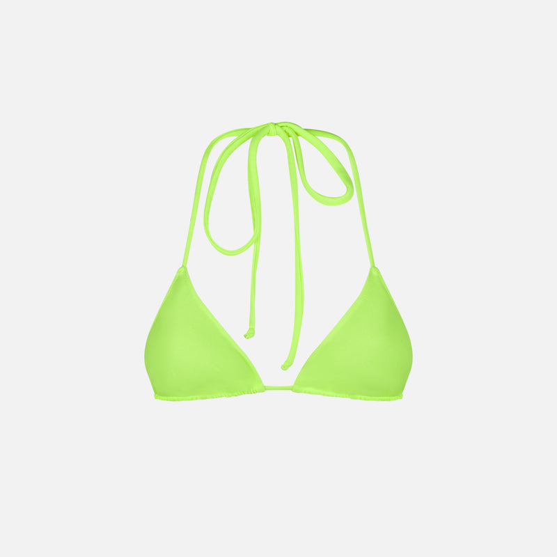 Woman fluo yellow triangle top swimsuit